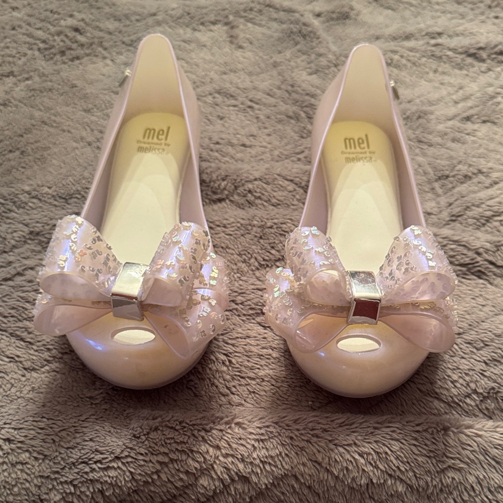 Melissa Light Pink Jelly Flats with Bows